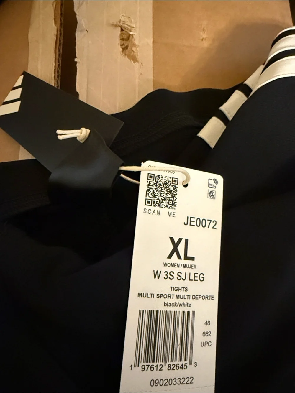 Black Adidas 4 striped cotton leggings Track Pants with White Stripes - Picture 6 of 7